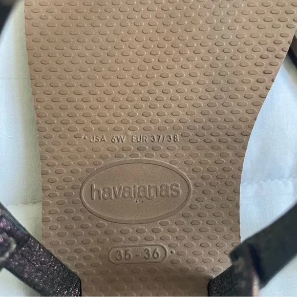 EUC Havaianas Womens metallic leather ankle strap sandals Sz 6 or EU 37/38 - Picture 7 of 10